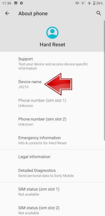 Device name SONY Xperia 1