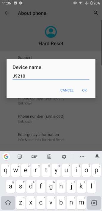 Change name SONY Xperia 1