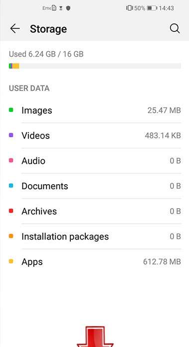 HUAWEI P Smart Clean up disk