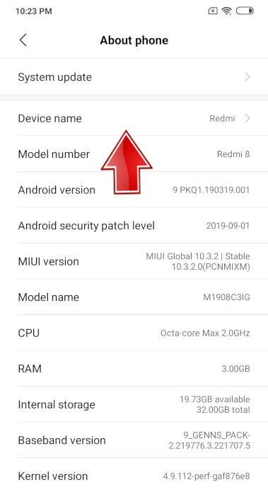 Device name XIAOMI Redmi Note 8 Pro